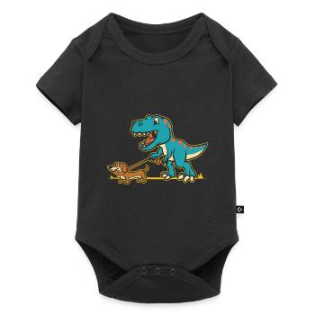Dinosaur and Dachshund Dog Dino Pet Funny - Baby Premium short-sleeve bodysuit - black - Front