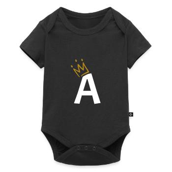 Lettre A avec la couronne roi cadeau - Body à manches courtes Premium Bébé - noir - Devant