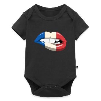 France flag lips mouth French flag - Baby Premium short-sleeve bodysuit - black - Front
