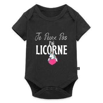je peux pas j ai licorne t shirt unicorn humour - Body à manches courtes Premium Bébé - noir - Devant