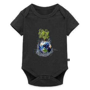Globe avec arbre et éclaboussures d’eau - Body à manches courtes Premium Bébé - noir - Devant