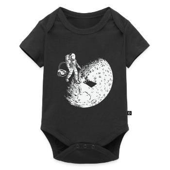 Space Astronaut Vacuum Cleaner Vacuuming Moon - Baby Premium short-sleeve bodysuit - black - Front