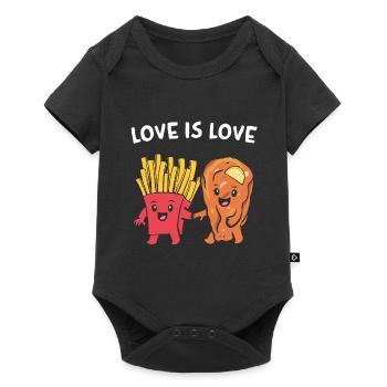 Schnitzel mit Pommes Love Is Love Valentinstag - Baby Premium Kurzarmbody - Schwarz - Vorne