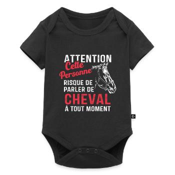 Cette Personne Risque Parler De Cheval Tout Moment - Body à manches courtes Premium Bébé - noir - Devant