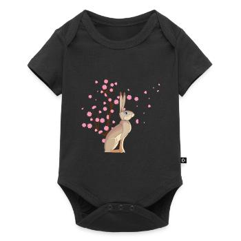 Cherry Blossom Rabbit Japanese Sakura Flower - Baby Premium short-sleeve bodysuit - black - Front