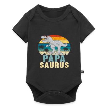 Papasaurus Fête des Pères Dinosaure T-Rex Idée Cadeau - Body à manches courtes Premium Bébé - noir - Devant