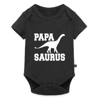 Papasaurus Fête des Pères Dinosaure T-Rex Idée Cadeau - Body à manches courtes Premium Bébé - noir - Devant