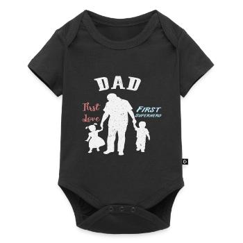 PAPA HÉROS AMOUR | Fête des pères Fête des pères - Body à manches courtes Premium Bébé - noir - Devant