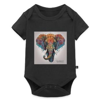 Grand éléphant - Body à manches courtes Premium Bébé - noir - Devant