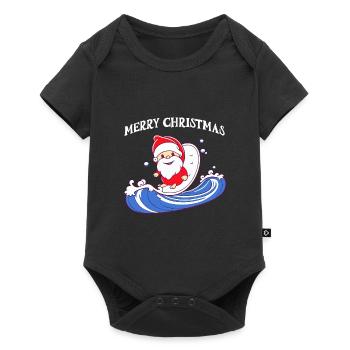 Merry Christmas Santa Claus on the surfboard - Baby Premium short-sleeve bodysuit - black - Front
