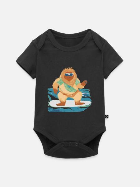 Bigfoot auf Surfbrett - Baby Premium Kurzarmbody - Schwarz