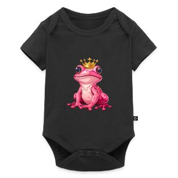Mignonne princesse grenouille rose rose avec couronne dorée - Body à manches courtes Premium Bébé - noir - Devant