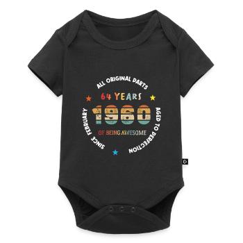 64 Jahre alt Baujahr 1960 Jahrgang Februar 1960 - Baby Premium Kurzarmbody - Schwarz - Vorne