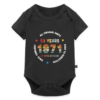 53 Years Old Made In 1971 Vintage February 1971 - Baby Premium short-sleeve bodysuit - black - Front