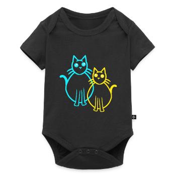 Chats Chat Chaton Chaton Rétro Vintage - Body à manches courtes Premium Bébé - noir - Devant