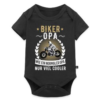 Biker Opa Motorrad - Baby Premium Kurzarmbody - Schwarz - Vorne