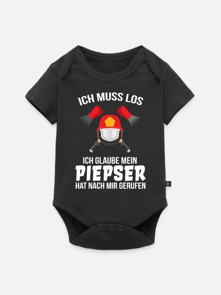 Feuerwehrmann Spruch lustig Feuerwehr Piepser - Baby Premium Kurzarmbody - Schwarz