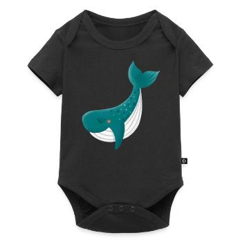 Glücklicher Wal - Baby Premium Kurzarmbody - Schwarz - Vorne