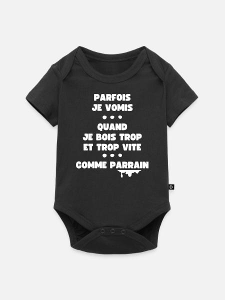 Parfois je vomis comme parrain - Body à manches courtes Premium Bébé - noir