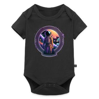 Astronaut im Weltraum landet auf dem Mond - Baby Premium Kurzarmbody - Schwarz - Vorne