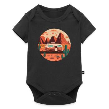 Camping with the motorhome in the desert America - Baby Premium short-sleeve bodysuit - black - Front