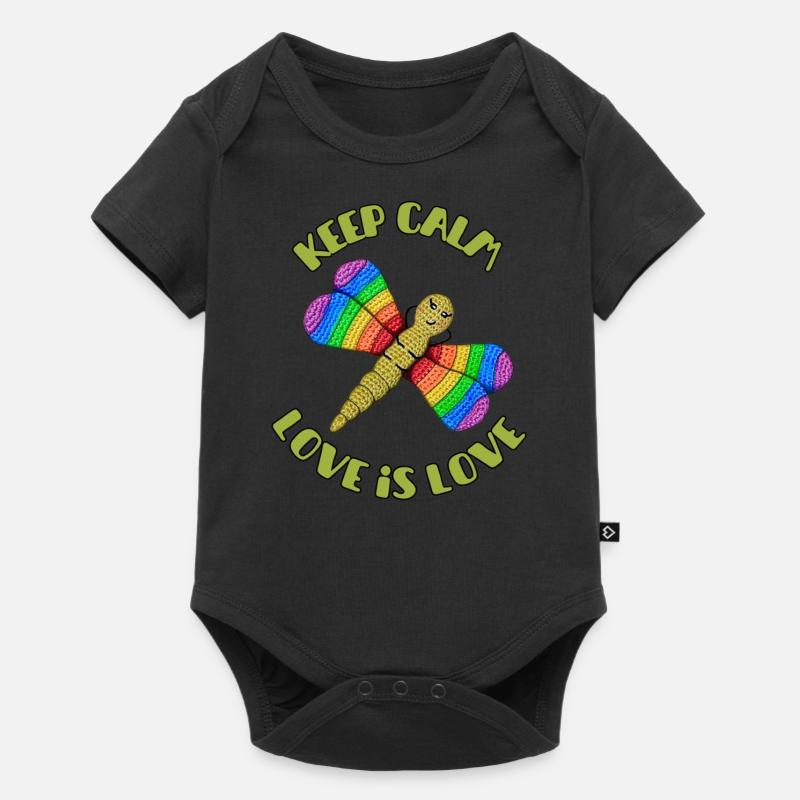 Keep Calm - Love is Love Rainbow Dragonfly - Body à manches courtes Premium Bébé - noir