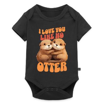 Loutre se tenant la main, je t’aime comme aucune loutre - Body à manches courtes Premium Bébé - noir - Devant