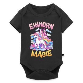 Licorne, Magie, Arc-en-ciel, Château, Coloré, Fantaisie - Body à manches courtes Premium Bébé - noir - Devant