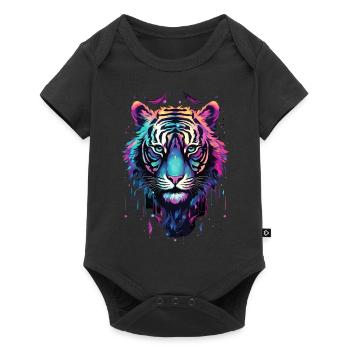 Tiger Tiger Head Neon Colorful Colorful Wild Brave - Baby Premium short-sleeve bodysuit - black - Front