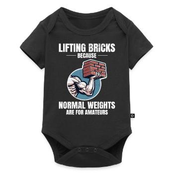 Humour de levage de briques : au-delà des briques de poids ordinaires - Body à manches courtes Premium Bébé - noir - Devant