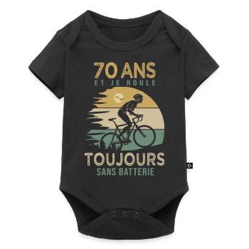 70 ans cadeau vélo 70 anniversaire velo - Body à manches courtes Premium Bébé - noir - Devant