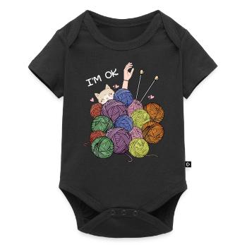 I'm Ok Crochet & Knitting Funny crochet knitting - Baby Premium short-sleeve bodysuit - black - Front