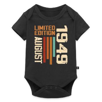 August 1949 Geburtstagsgeschenk August 1949 August - Baby Premium Kurzarmbody - Schwarz - Vorne