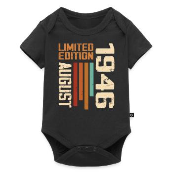 August 1946 Geburtstagsgeschenk August 1946 August - Baby Premium Kurzarmbody - Schwarz - Vorne