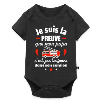 Je suis la preuve papa pompier, annonce grossesse - Body à manches courtes Premium Bébé - noir - Devant