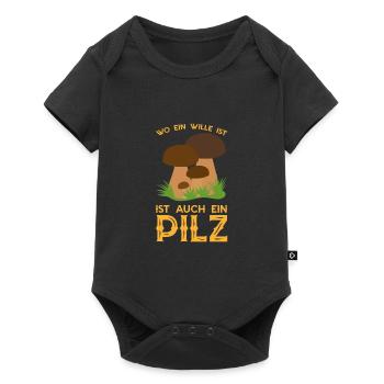 Wille pilz Pilzsammler Natur Wald Spruch Geschenk - Baby Premium Kurzarmbody - Schwarz - Vorne