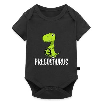 Pregosaurus Schwangerschaft Mutterschaft - Baby Premium Kurzarmbody - Schwarz - Vorne