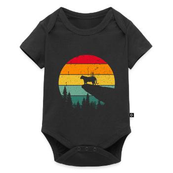Vintage Retro Tiger Cartoon Kinder Comic Tiere - Baby Premium Kurzarmbody - Schwarz - Vorne
