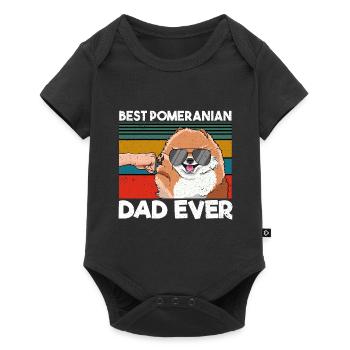 Best Pomeranian Dad Ever Bester Hunde Papa - Baby Premium Kurzarmbody - Schwarz - Vorne