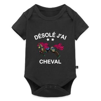 Désolé j'ai cheval équitation - Body à manches courtes Premium Bébé - noir - Devant