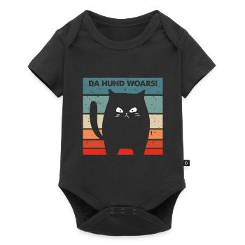 Da Hund Woars Mundart lustige Katze - Baby Premium Kurzarmbody - Schwarz - Vorne