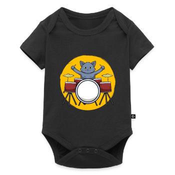 Batteur, joueur de tambour et amoureux des chats - Body à manches courtes Premium Bébé - noir - Devant