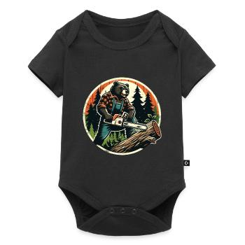 Holzfäller Bär Kraft und Natur im Einklang - Baby Premium Kurzarmbody - Schwarz - Vorne