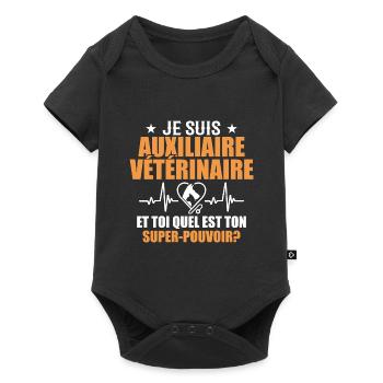 Auxiliaire Vétérinaire Métier Animal Chien Chat - Body à manches courtes Premium Bébé - noir - Devant