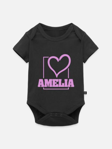 Geschenk für Amelia - Baby Premium Kurzarmbody - Schwarz