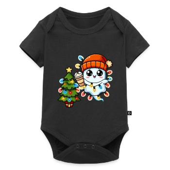 Weihnachtsgeist Lichterkette Weihnachtsbaum - Baby Premium Kurzarmbody - Schwarz - Vorne
