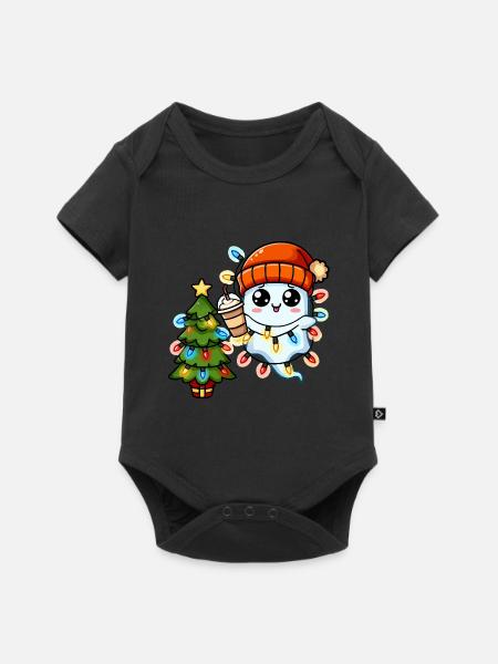 Weihnachtsgeist Lichterkette Weihnachtsbaum - Baby Premium Kurzarmbody - Schwarz