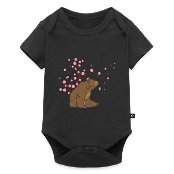 Cherry Blossom Bear Japanese Sakura Flower - Baby Premium short-sleeve bodysuit - black - Front