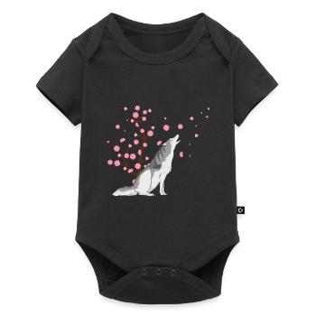 Cherry Blossom Siberian Husky Japanese Sakura Flower - Baby Premium short-sleeve bodysuit - black - Front