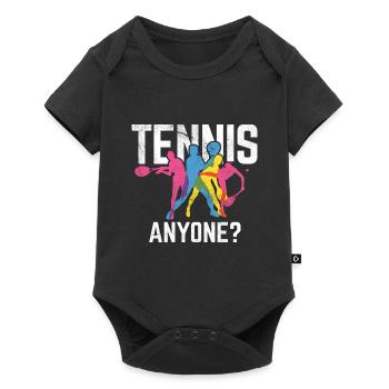 Tennisplatz Spruch Für Tennis - Baby Premium Kurzarmbody - Schwarz - Vorne